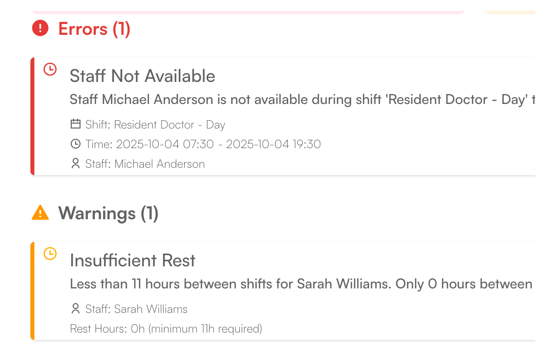Tablet showing real-time rota updates